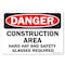 Signmission Safety Sign, OSHA Danger, 7" Height, Construction Area Hard Ha, Landscape OS-DS-D-710-L-19313 - alternate 1